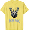 Bear With Antlers Drinker Party Deer Beer Beer Bear Deer Grizzly Bear With Antlers Beer T-Shirt - Lemon Yellow
