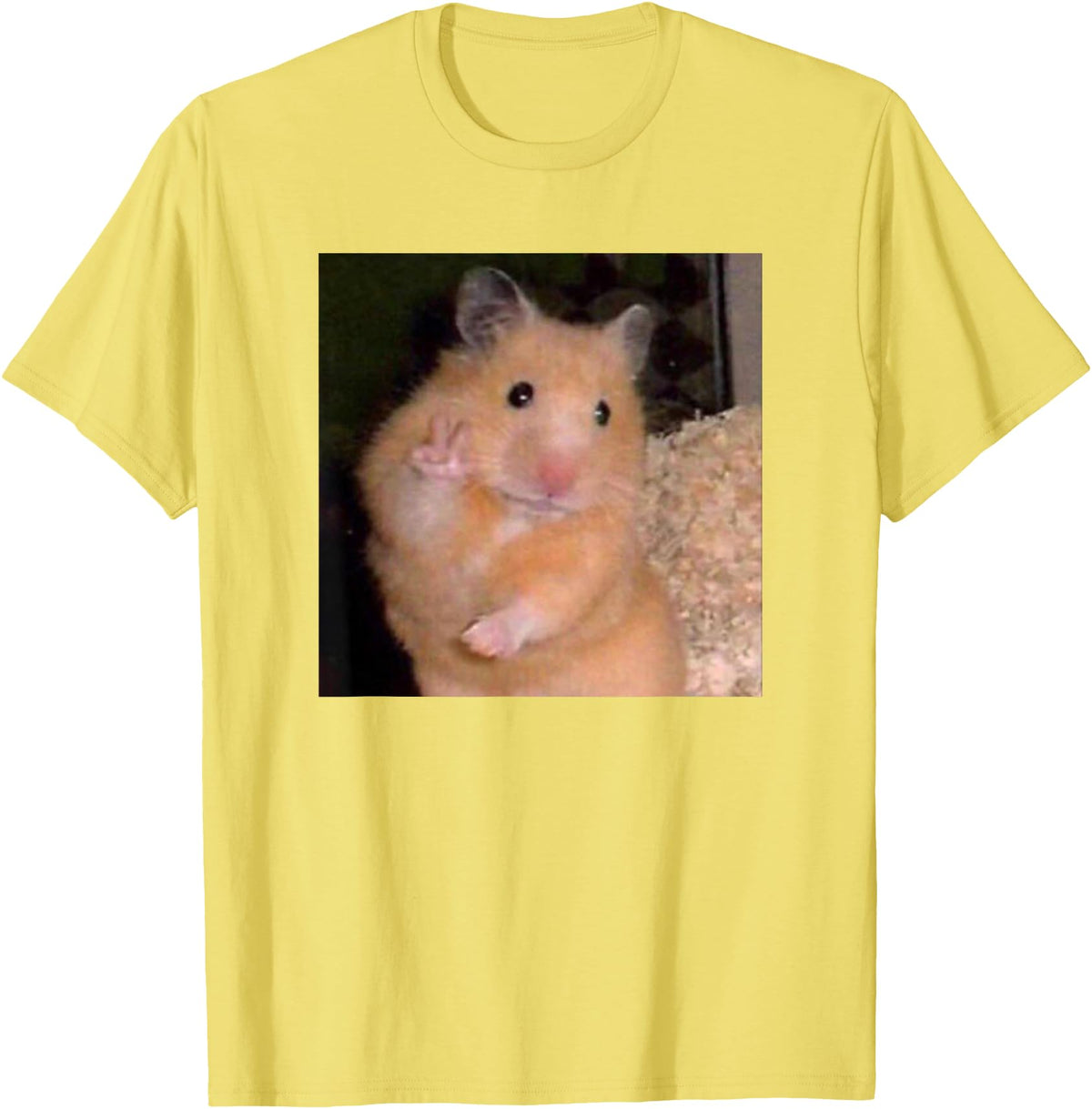 Hamster Meme Peace Sign Funny Pet Owner Trendy T-Shirt - Lemon Yellow