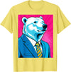 Pop Art Graphic Designs Co. Pop Art Polar Bear in Business Suit T-Shirt - Lemon Yellow