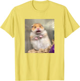 Scared Hamster Meme Funny Pet Owner Dank Trendy T-Shirt - Lemon Yellow