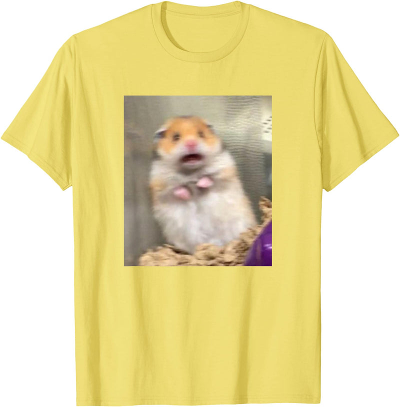 Scared Hamster Meme Funny Pet Owner Dank Trendy T-Shirt - Lemon Yellow