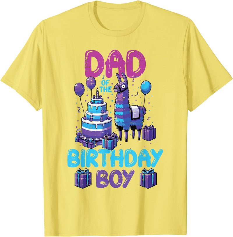 Birthday Party Shirts For Men Women Kids Dad of Birthday Boy Llama Pinata Party Family Matching Men T-Shirt - Lemon Yellow