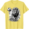 Passion For Sports Style Lion Playing Soccer Sports Team Animal T-Shirt - Lemon Yellow