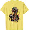 Molten Skull Fire Horror Skeleton Art Designs Spooky Halloween Skull Skeleton Fire Dark Fantasy T-Shirt - Lemon Yellow