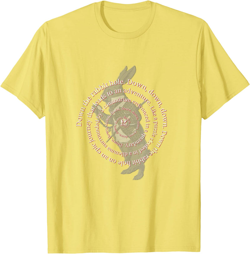Down the Rabbit Hole. Alice in Wonderland T-Shirt in Lemon Yellow