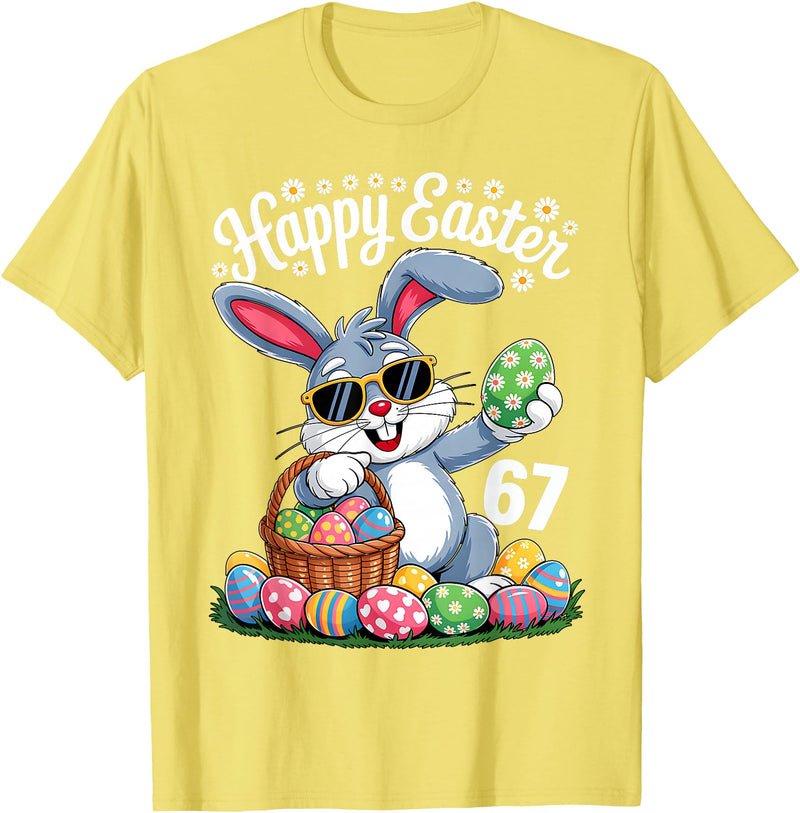 Dabbing Rabbit Bunny Eggs Dab Six Seven 6 7 Meme T-Shirt in Lemon Yellow