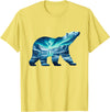 Arctic Wildlife Aurora Borealis Polar Bear Nature Northern Lights Polar Bear Arctic Landscape T-Shirt - Lemon Yellow