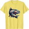 Steelhead Fishing - Unisex Adults & Kids Fishing T-Shirt - Black - Small - Short Sleeve - Cotton & Polyester - Modern Fish Graphic - Crew Neck - Regular Fit - Pull On - Imported - Lemon Yellow