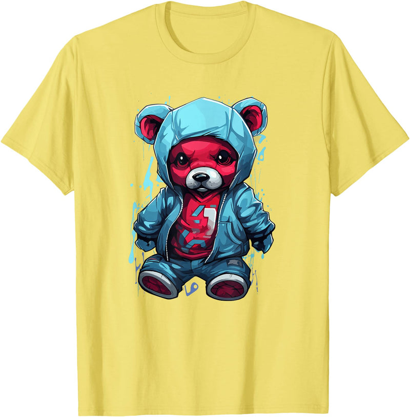 Teddy Bear Hoodie Street Style Urban Art Teddy Bear Hoodie Cool Street Style T-Shirt - Lemon Yellow