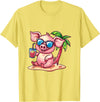 Animal Party Summer Vacay Mood Party Pig Palm Trees Summer Vacation T-Shirt - Lemon Yellow