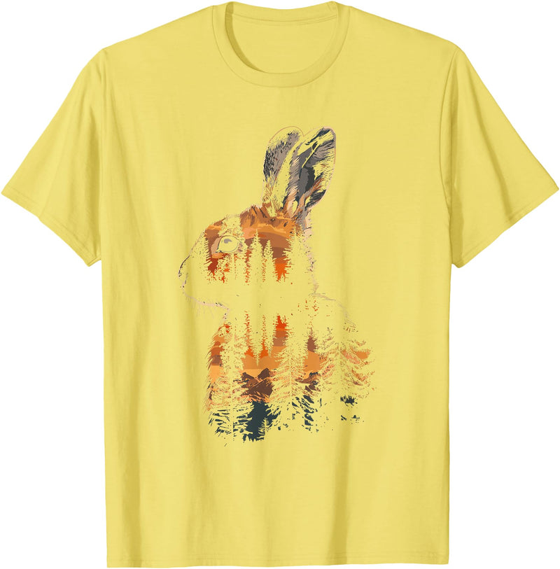 Rabbit Mountain Landscape Nature Wildlife T-Shirt in Lemon Yellow
