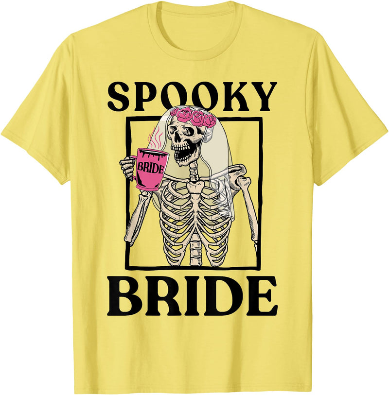 Halloween Spooky Bride Bridesmaid Skeleton Bachelorette T-Shirt - Lemon Yellow