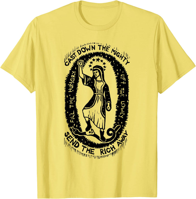 Cast Down The Mighty Send The Rich Away Halloween T-Shirt - Lemon Yellow
