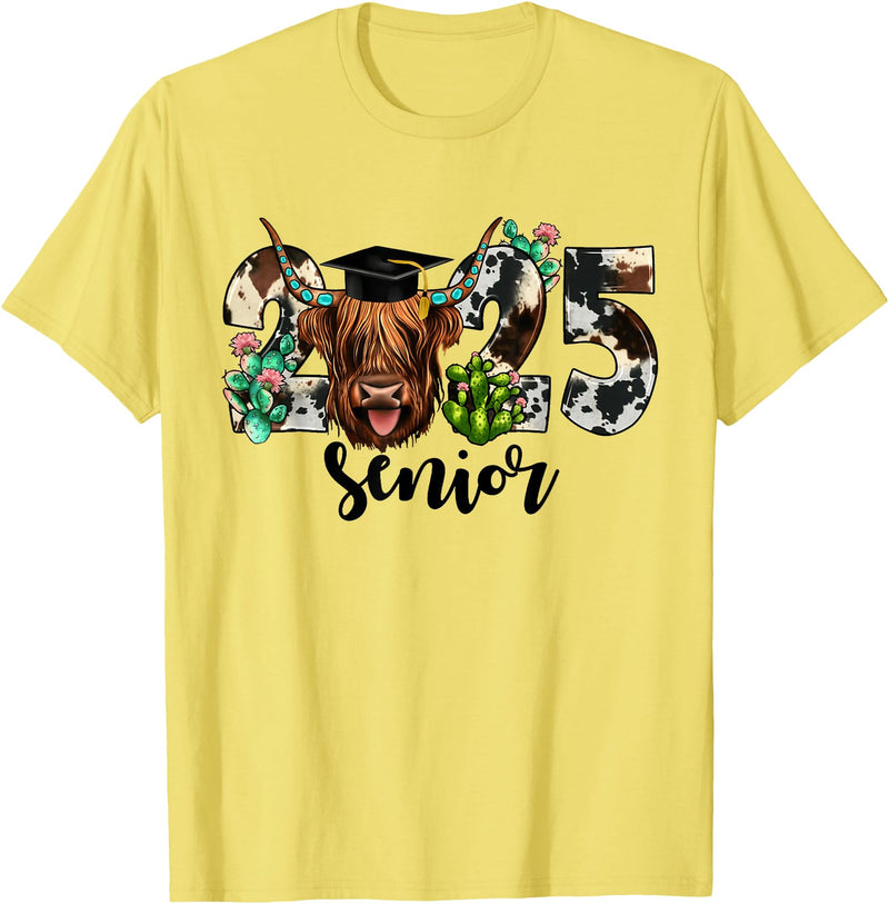Cow 2025 Senior Class Of 2025 Graduation 2025 T-Shirt - Lemon Yellow