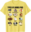 Educational Science Ideas Types of Guinea Pigs Educational Cavy Enthusiast Adults Kids T-Shirt - Lemon Yellow