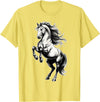 Urban Empyre Shire Horse White Equestrian Rearing T-Shirt - Straight - Lemon Yellow