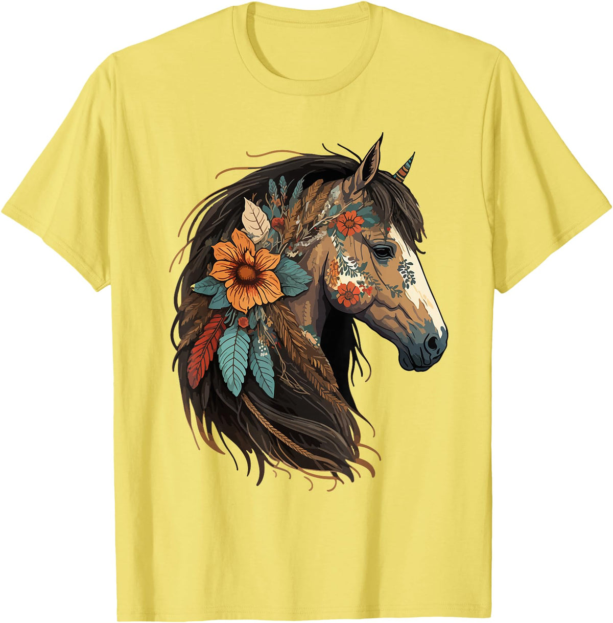 Just a girl who loves horses Co. Equestrian Horse Portrait Western Cowgirl Horseback Riding T-Shirt Small - Lemon Yellow