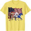 Happy 4th Of July American Flag Red White Horse And Blue T-Shirt - Lemon Yellow