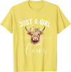 Just A Girl Who Loves Cows Tee Just a Girl Who Loves Cows Funny Cute Cow for Girls Women T-Shirt - Lemon Yellow