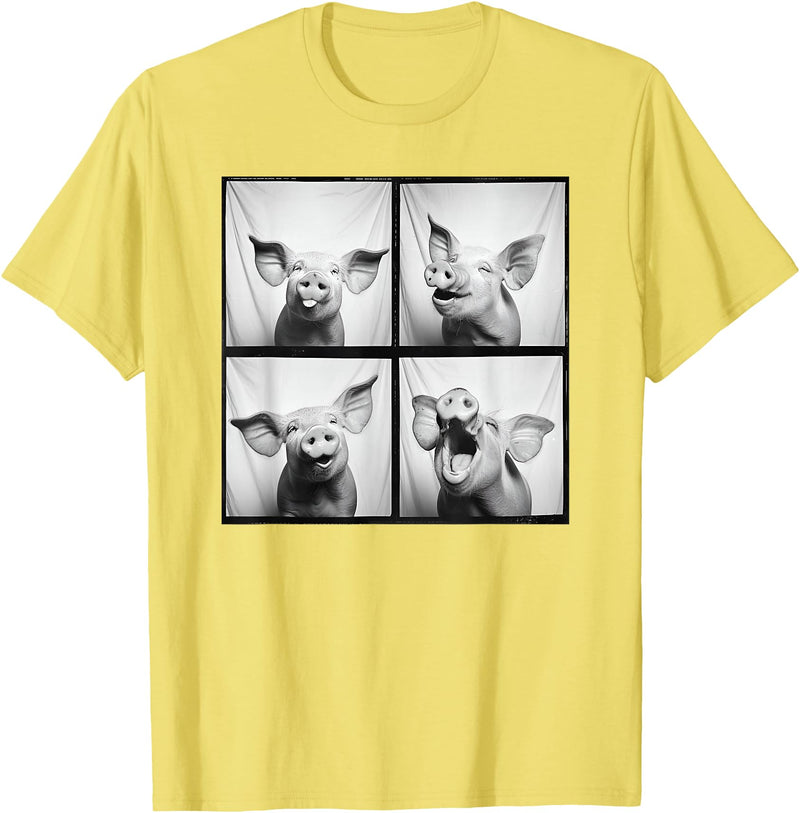 Piglet Farm Nature Photography Men Women Kids Happy Pig Face Portrait Hog Farmer Funny Farm Animal T-Shirt - Lemon Yellow