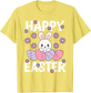 Cute Happy Easter Bunny Rabbit Egg Women Girls Kids T-Shirt in Lemon Yellow