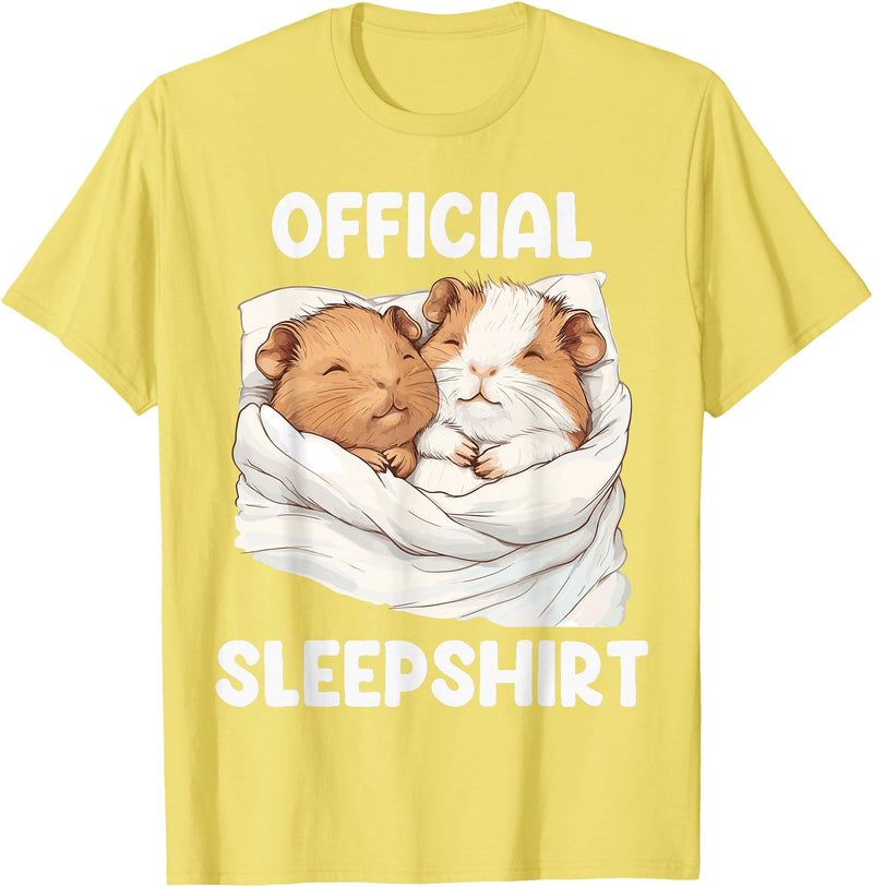 Cute Sleeping Guinea Pigs Pajama Official Sleepshirt Sleeping Guinea Pig Animal Lovers Pajama T-Shirt - Lemon Yellow