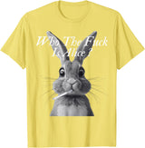 Retro Who the F_ck Is Alice Funny Rabbit T-Shirt in Lemon Yellow