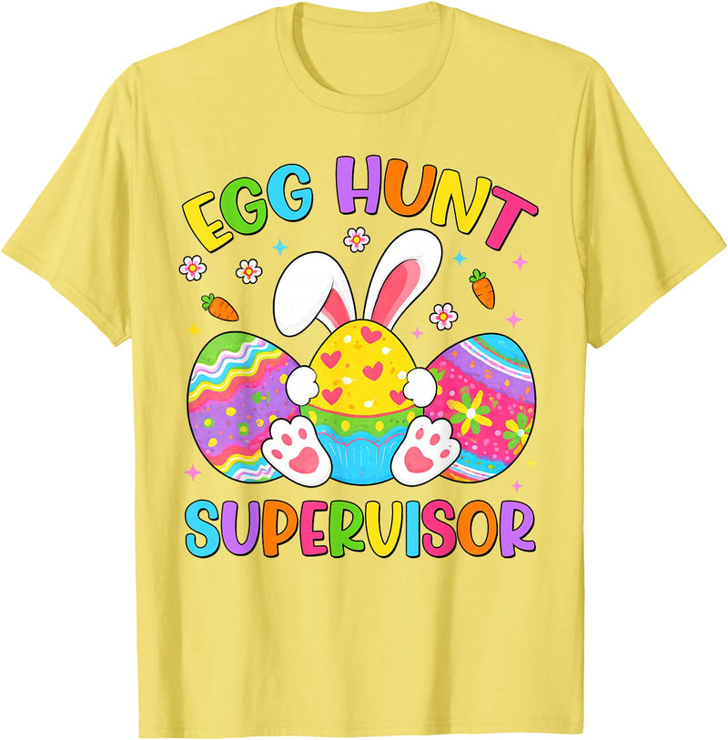 Easter Egg Hunt Supervisor Hunting Rabbit Easter Day Kids T-Shirt in Lemon Yellow