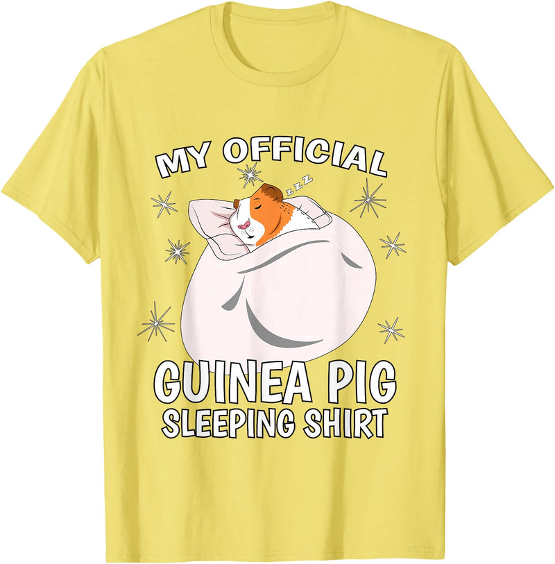 Guinea Pig Sleeping Wear Women, Men & Kids My Official Sleeping Shirt PJ Pajama Top Guinea Pig T-Shirt - Lemon Yellow