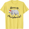 ChescaMade Christmas Apparel Beary Christmas Cute Polar Bear In Santa Hat T-Shirt - Lemon Yellow