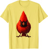 I just really like animals Angry Cardinal Artwork Red Bird Nature Wildlife Graphic T-Shirt - Lemon Yellow