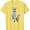 Rainbow Llama Love Pastel Hearts Kawaii Colorful Rainbow Heart Llama Kawaii Cute T-Shirt - Lemon Yellow