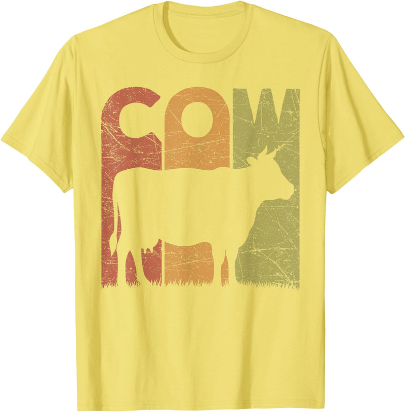 Cow Farming Vintage Cow Lover Retro Designs. Cow Vintage Cow Farmer Retro Dairy Farmer T-Shirt - Lemon Yellow