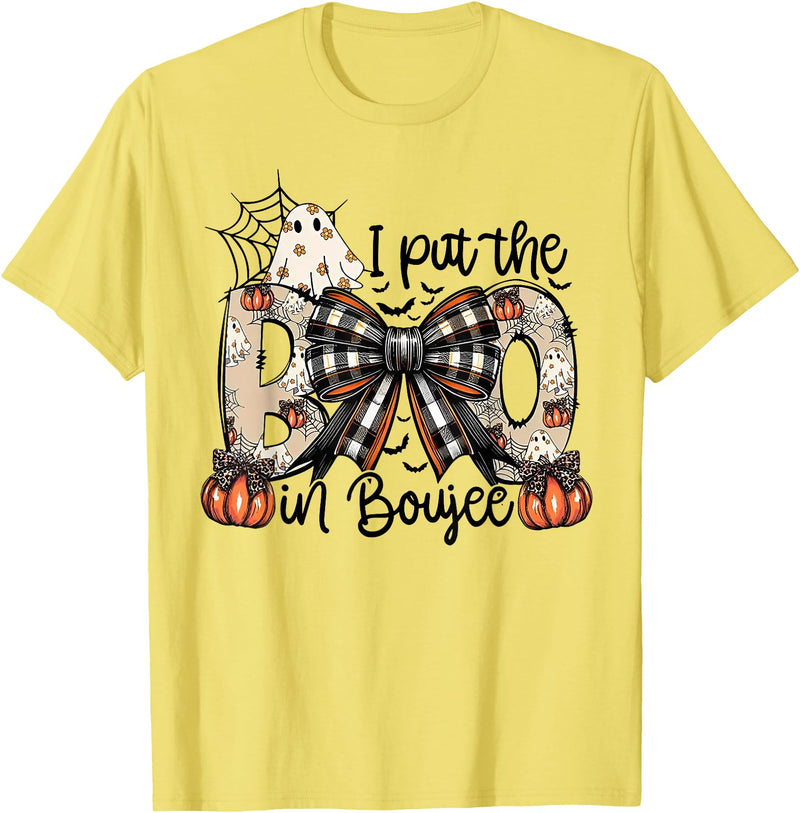 Funny I Put The In Boujee Tee Shirt I Put The In Boujee Bow Halloween T-Shirt - Lemon Yellow