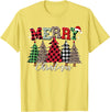 Merry Christmas Leopard Buffalo Red Plaid for Men Women T-Shirt - Lemon Yellow