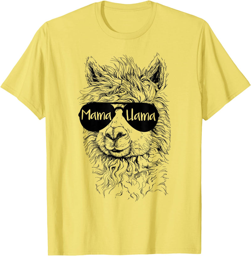 Mama Llama Funny Animal Apparel Llama Lover Mama Llama T-Shirt - Lemon Yellow