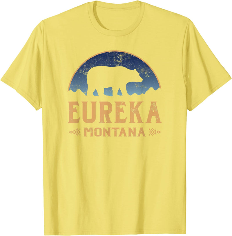 Eureka Montana Wild West Eureka Montana MT Big Sky Country Bear & Mountains T-Shirt - Lemon Yellow