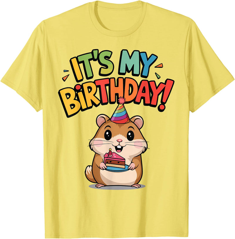It's My Birthday Cute Hamster for Kid's Party Celebration T-Shirt - Lemon Yellow