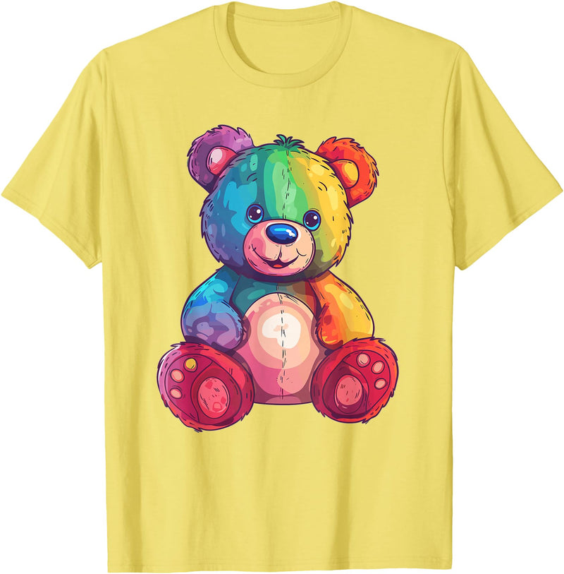 Cute Teddy Bear I Teddy Art I Kids Teddy Bear Colorful Teddy Bear T-Shirt - Lemon Yellow