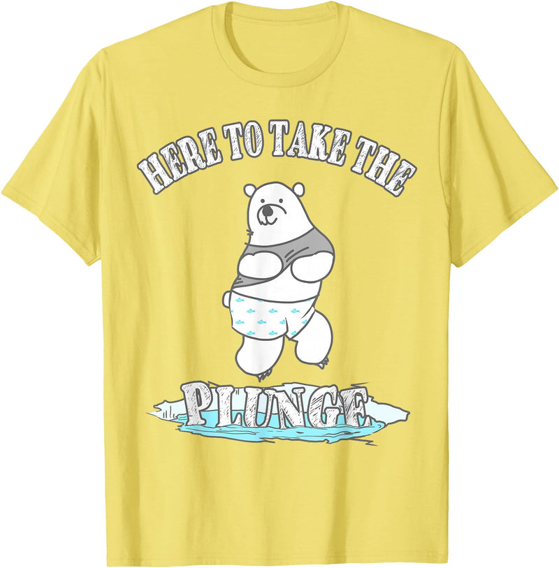 TLHM Polar Bear Gifts Here To Take The Plunge - Polar Bear Freezing Water Plunge T-Shirt - Lemon Yellow