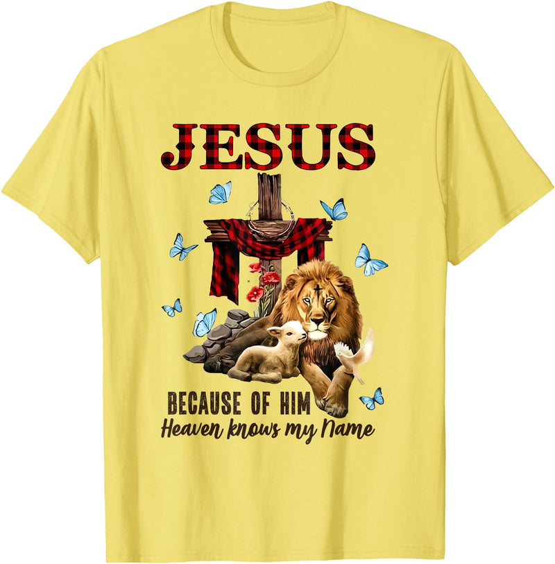 Unknow FAITH Jesus Lion Lamb Heaven Know My Name T-Shirt - Lemon Yellow