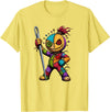 Colorful Voodoo Doll Patchwork Horror Halloween Creepy Rainbow Voodoo Doll with Needle Halloween T-Shirt - Lemon Yellow