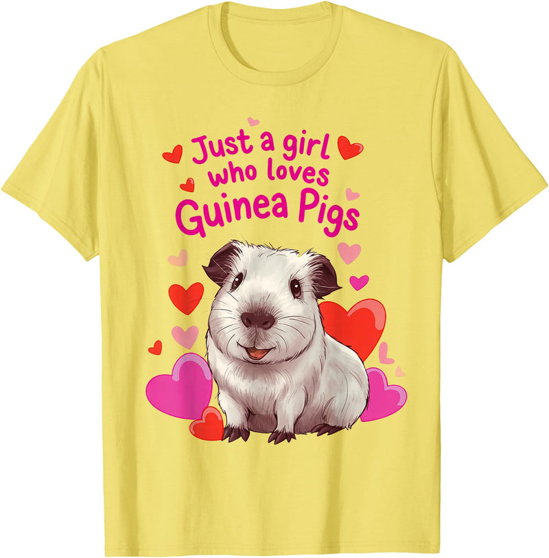 Loves Guinea Pigs Cute By TEERA Funny Just a Girl Who Loves Guinea Pigs Cute Pet Gifts T-Shirt - Lemon Yellow