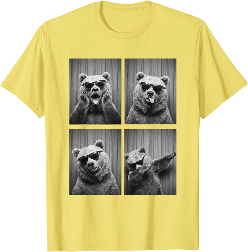 Funny Bear PhotoBooth Stuff Accessories & Gifts Bear PhotoBooth Sunglasses Funny Dab Bears Lover T-Shirt - Lemon Yellow