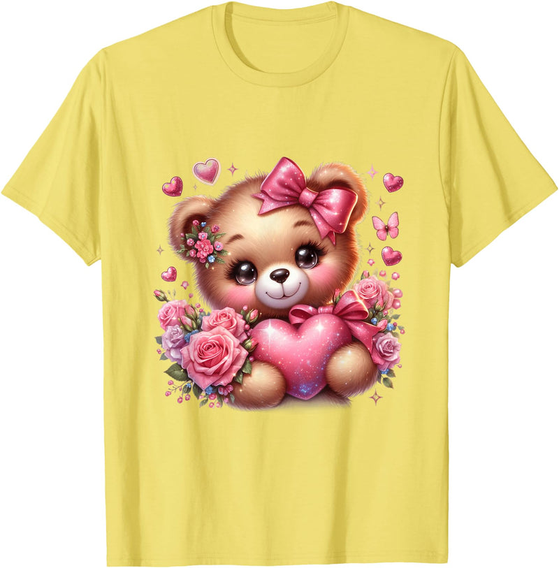 funny amazing valentine bear with heart T-Shirt - Lemon Yellow