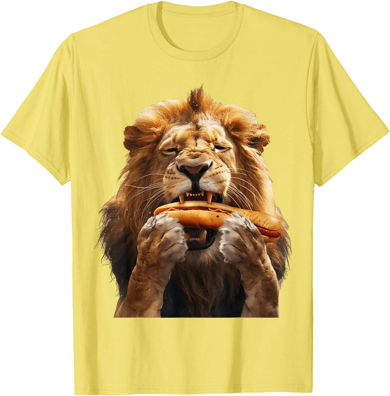 Animal Hotdog Design Lion Hotdog T-Shirt - Lemon Yellow