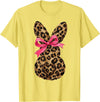 Funny Bunny Coquette Bow Rabbit Leopard Easter T-Shirt in Lemon Yellow