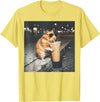 Hamster Drinking Iced Coffee Funny Animal Meme Men Women T-Shirt - Lemon Yellow