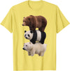 Funny Stacked Bear Panda Polar Bear Animal We Bears Realistic Stacked Bares Meme Animal T-Shirt - Lemon Yellow