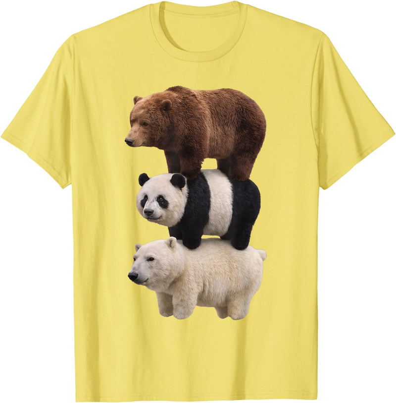 Funny Stacked Bear Panda Polar Bear Animal We Bears Realistic Stacked Bares Meme Animal T-Shirt - Lemon Yellow